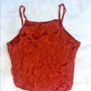 Ecote Women’s Rust Brown Sleeveless Top Cropped Adjustable brass beads